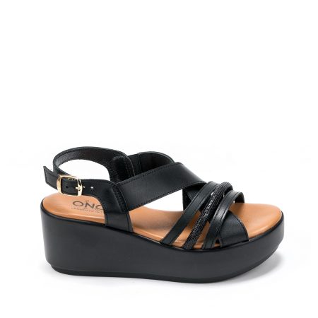 Alternative view of Ženske kožne sandale Once-34674 crne na platformu